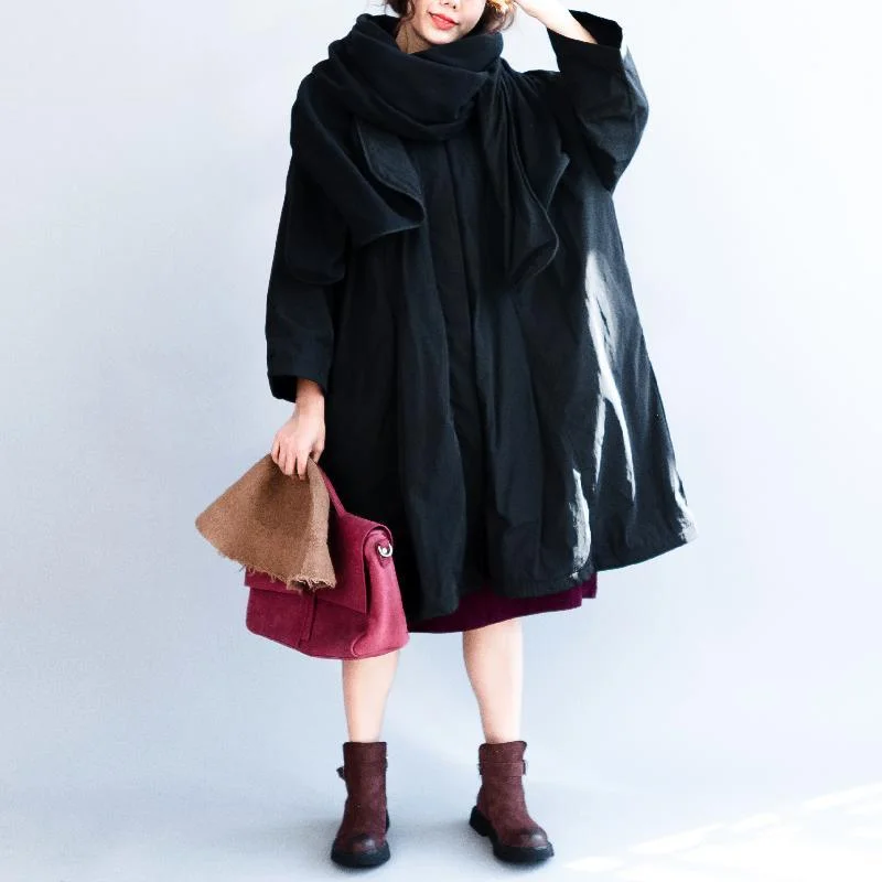 vintage black Parka plussize down coat Casual long cardigans