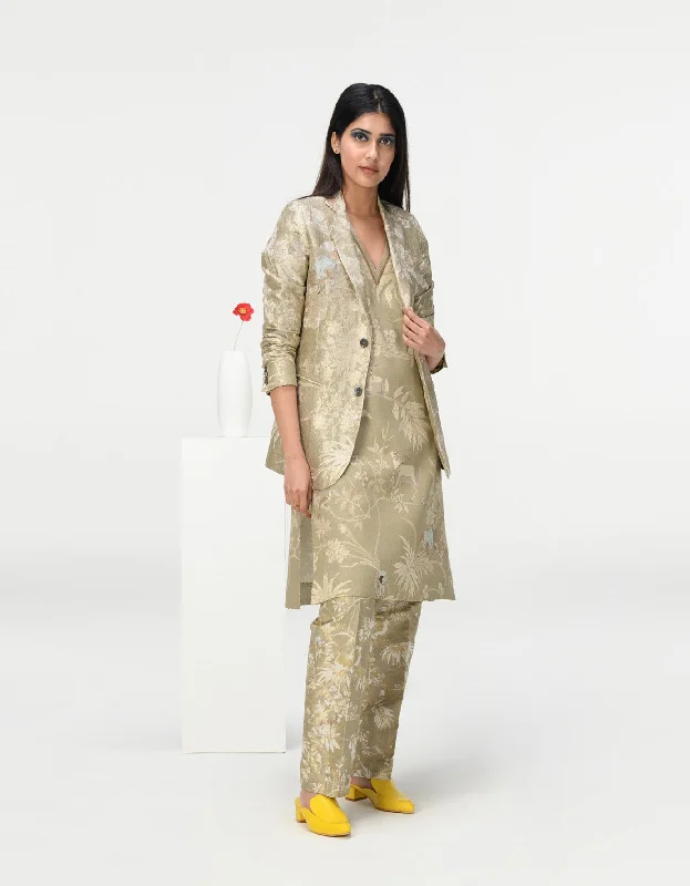 Rana Blazer Silk Brocade Oyster Grey