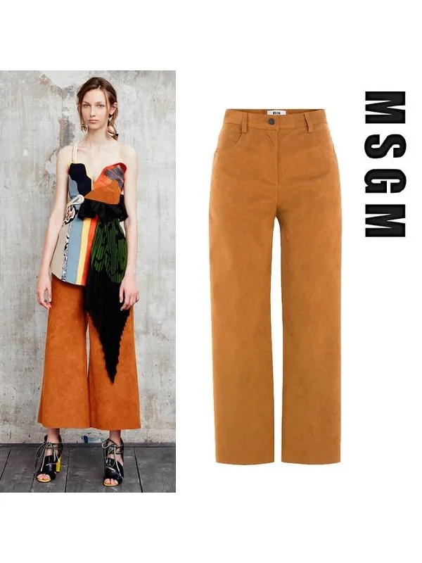 Crop Wide Pants Brown