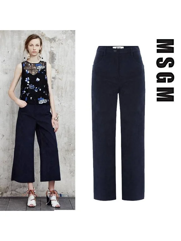 Crop Wide Pants Navy