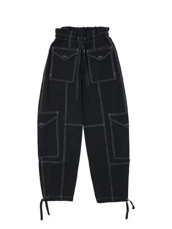 Light Slub Pocket Track Pants Black