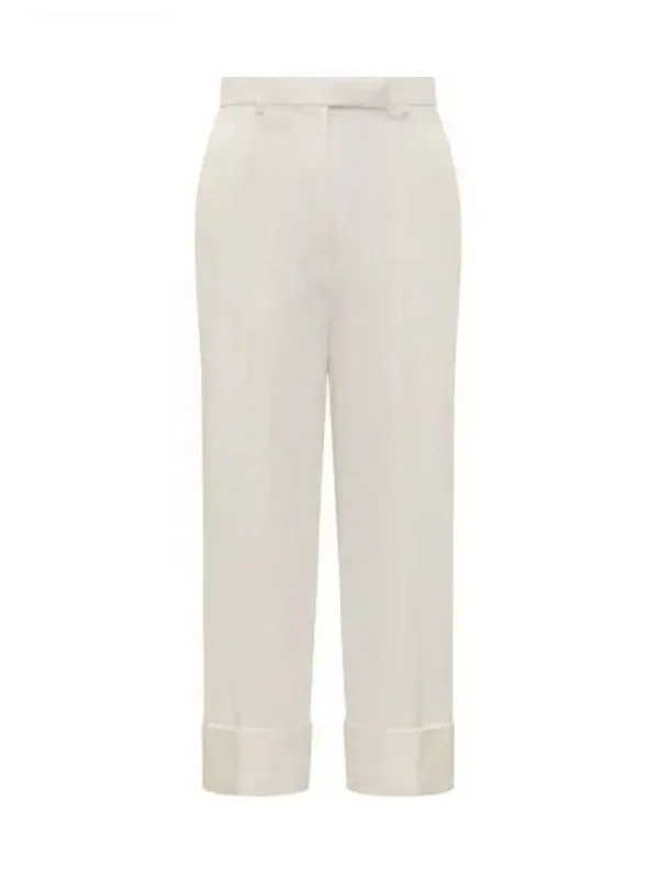 High Waist Cotton Canvas Straight Pants White