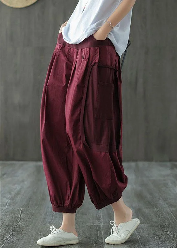 Classy Mulberry Pockets Patchwork lantern Pants Fall