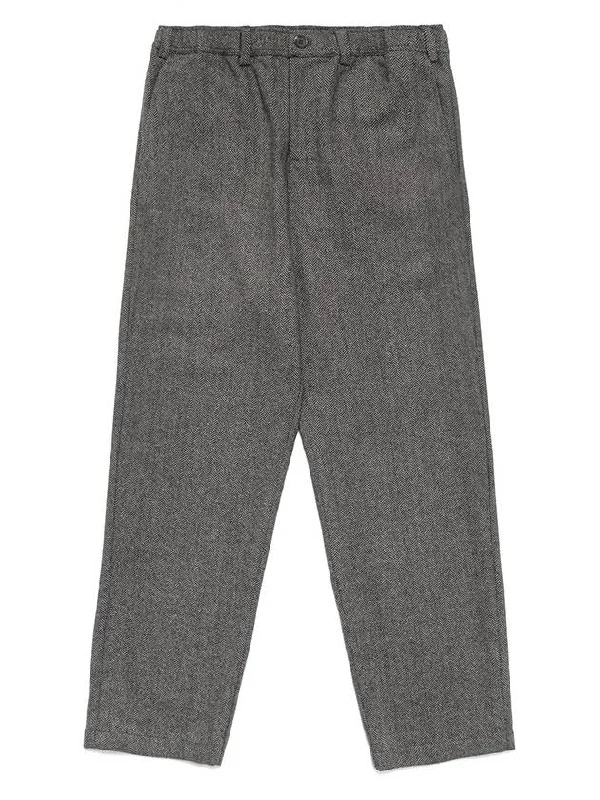 Health Seekers Golfers Wool Check Trousers CHARCOAL