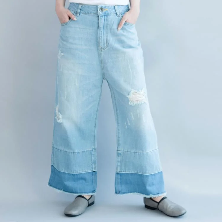 New Blue Casual Pants Loose Summer Hole Jeans