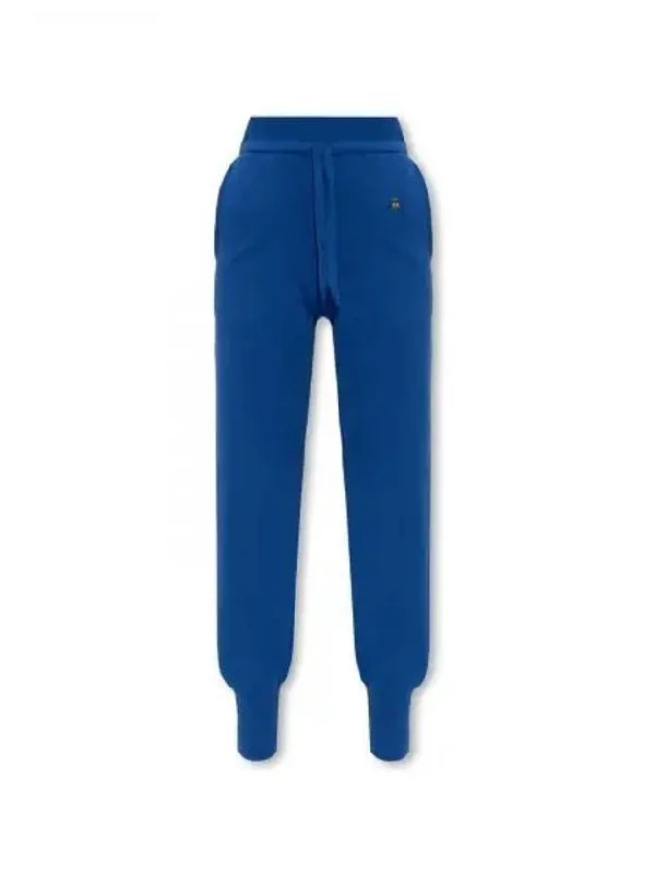 Embroidered Logo Knit Track Pants Blue