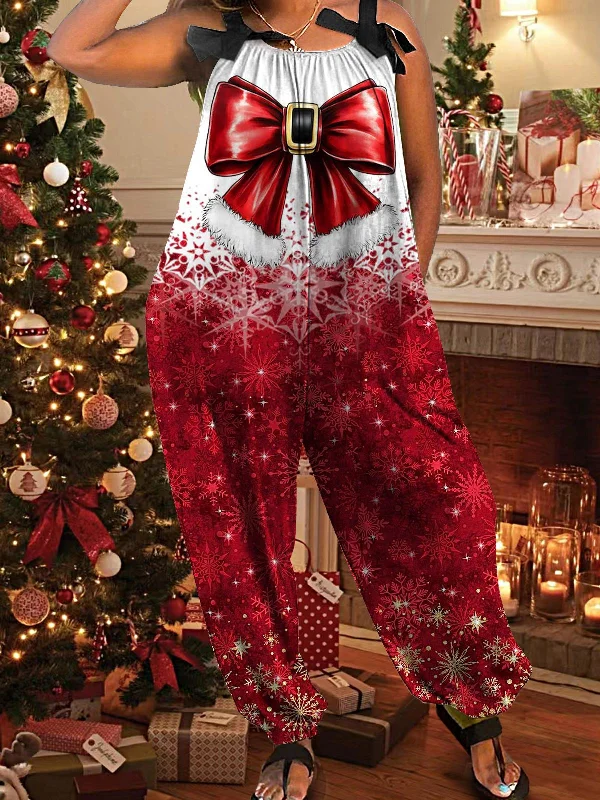 Women's Christmas Santa Bow Jumpsuit