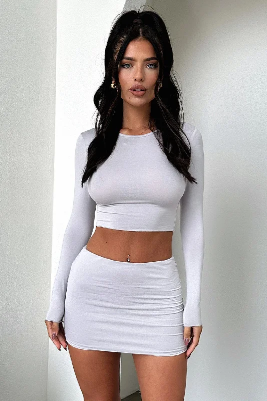 Aleen Long Sleeve Crop - Grey