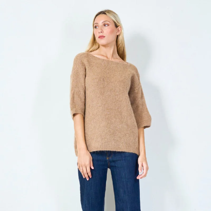 Cozy boat neck knit sweater wholesale