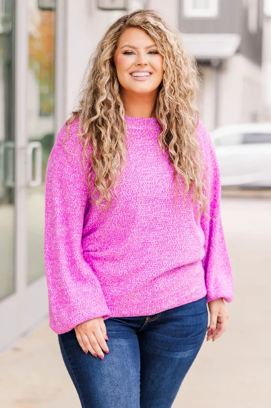 Cozy Bubble Sleeve Sweater, Berry