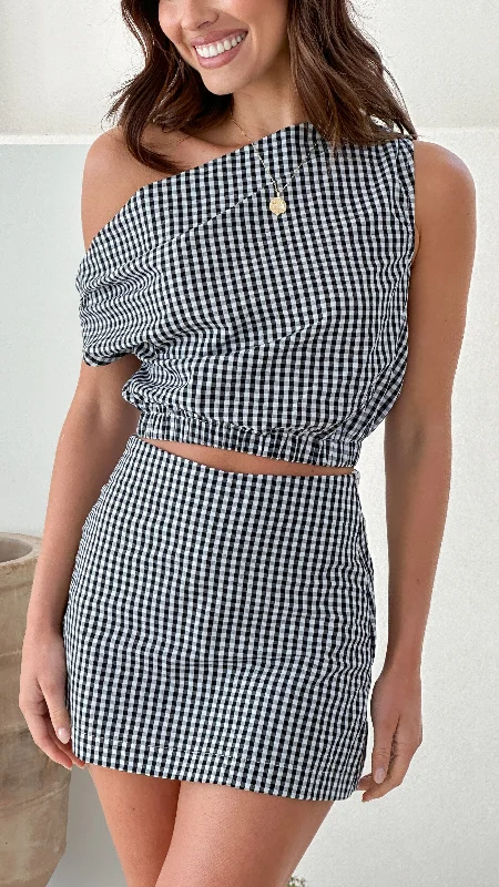 Jeane Top - Black Gingham