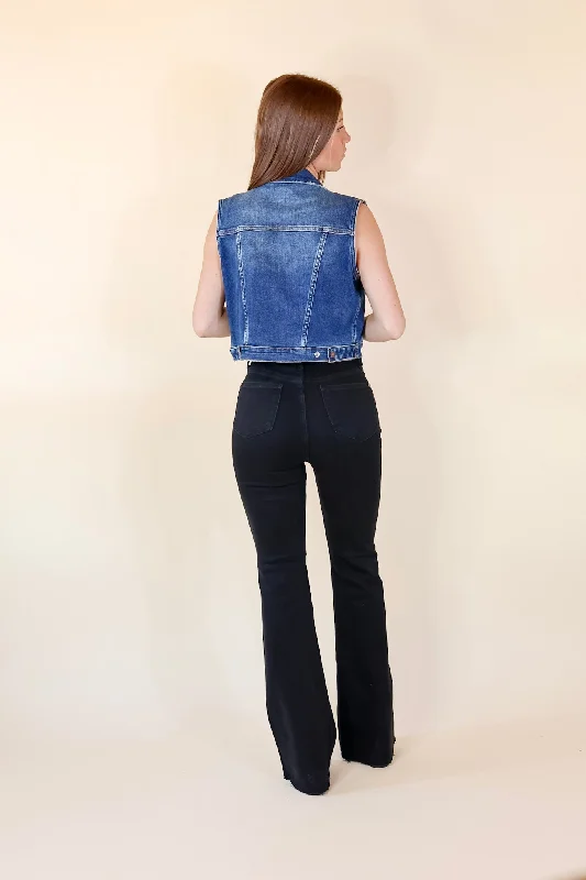 Judy Blue | Into The Woods Denim Button Up Vest in Medium Wash