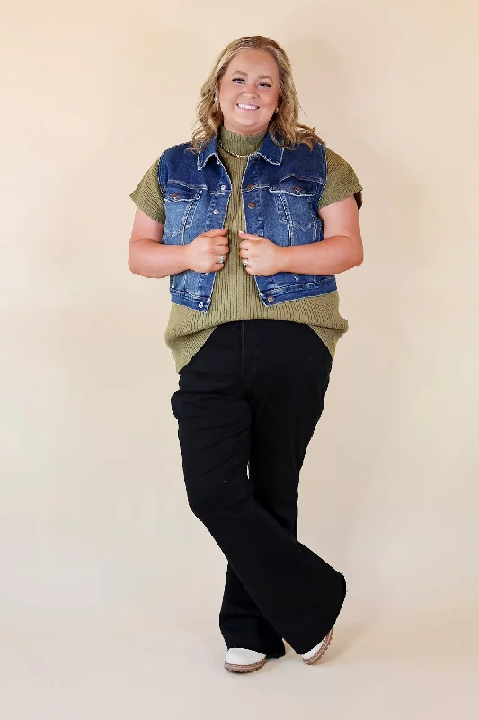 Judy Blue | Into The Woods Denim Button Up Vest in Medium Wash