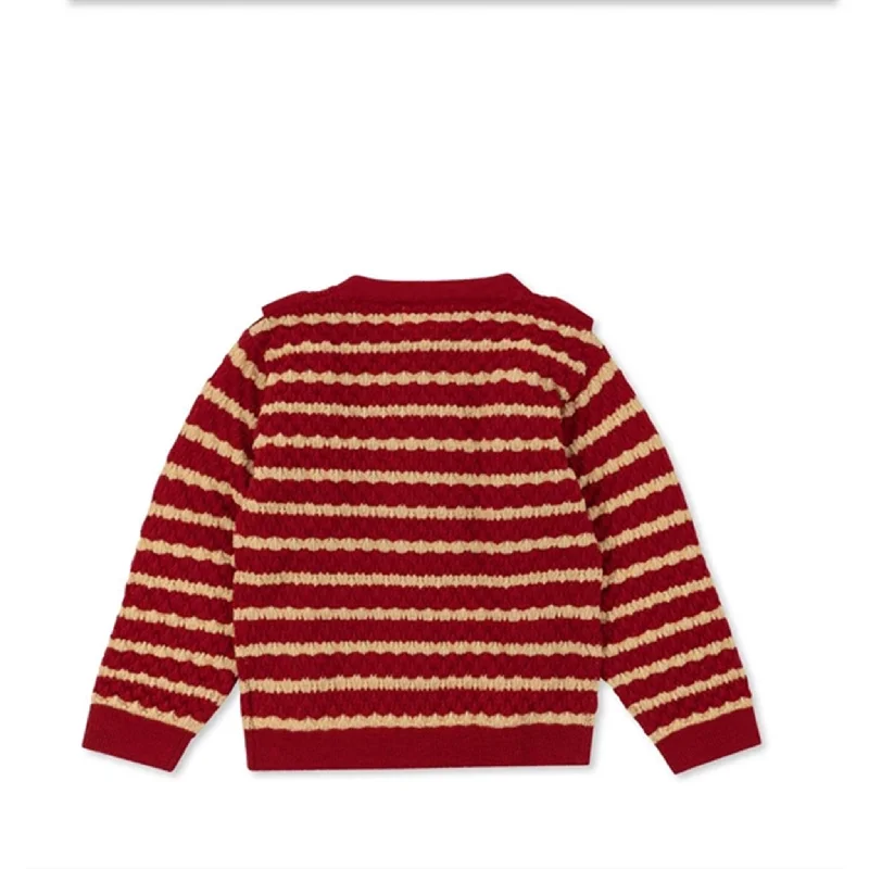 Konges Sløjd Jolly Stripe Cane Knit Frill Wool Cardigan