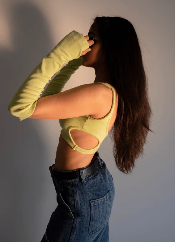 Lemon Green Cut Out Rib Top