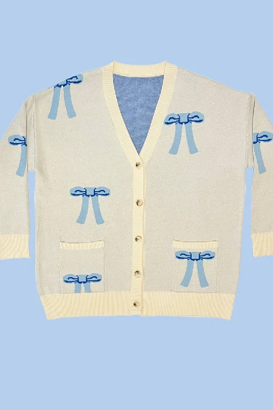 Bow Knit Cardi Blue