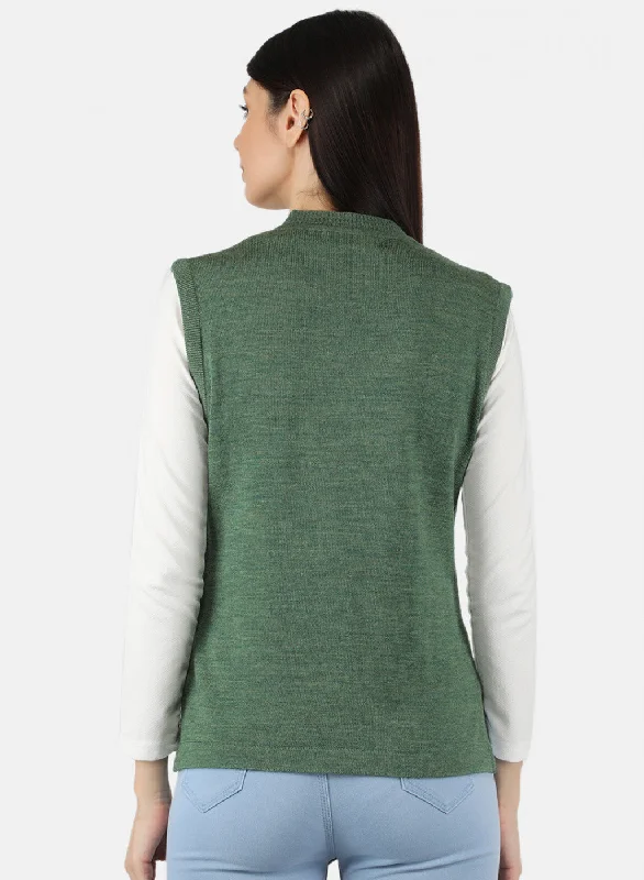 Women Green Solid Cardigan