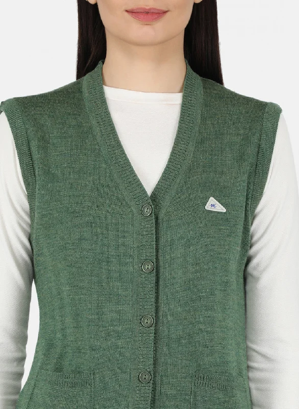 Women Green Solid Cardigan