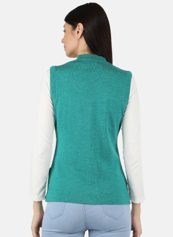 Women Green Solid Cardigan