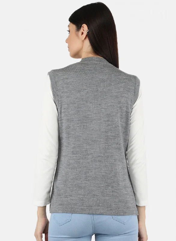 Women Grey Solid Cardigan