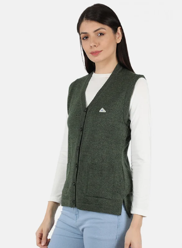 Women Olive Solid Cardigan