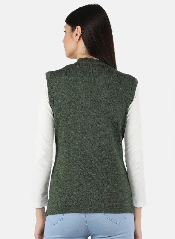 Women Olive Solid Cardigan