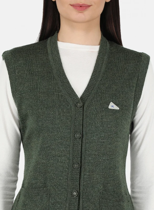 Women Olive Solid Cardigan