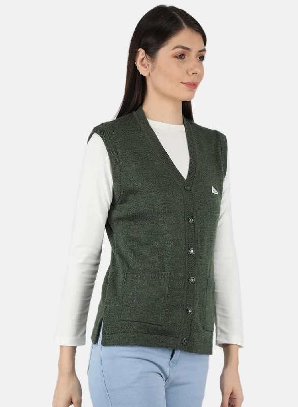 Women Olive Solid Cardigan