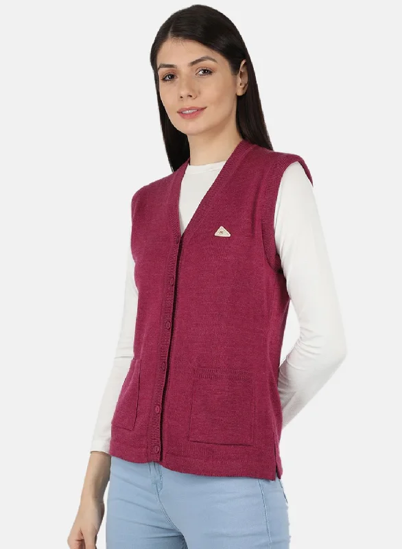 Women Pink Solid Cardigan