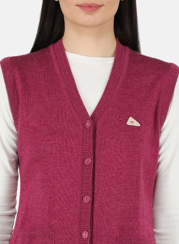 Women Pink Solid Cardigan