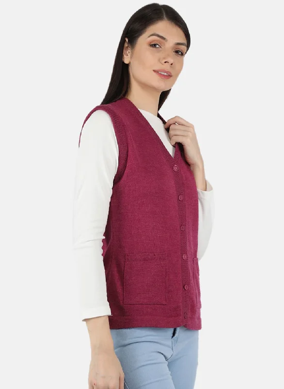 Women Pink Solid Cardigan