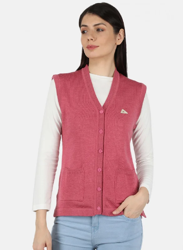 Women Pink Solid Cardigan