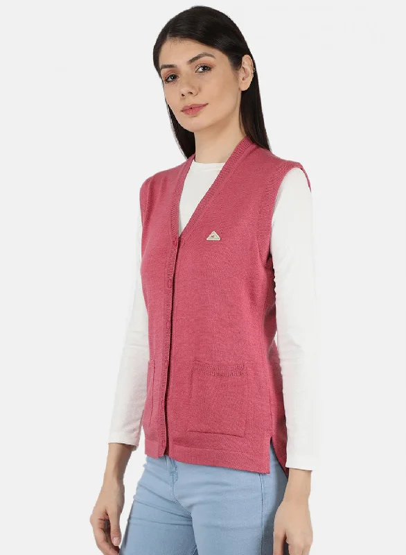 Women Pink Solid Cardigan