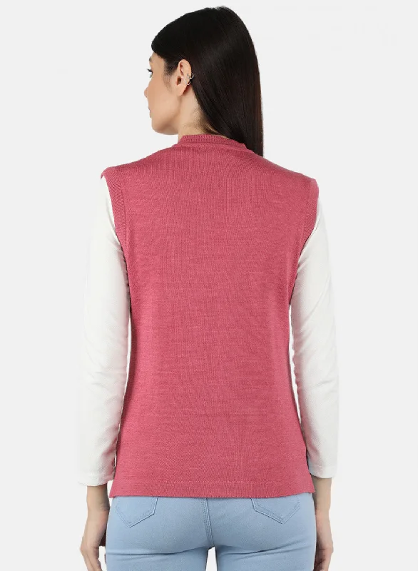 Women Pink Solid Cardigan