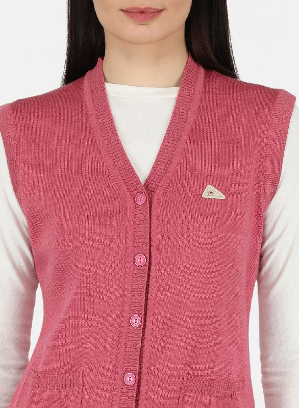 Women Pink Solid Cardigan