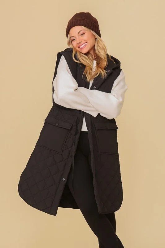 Quilted Midi Vest Jacket