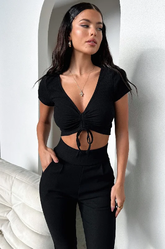 Santana Short Sleeve Crop - Black