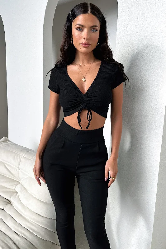 Santana Short Sleeve Crop - Black