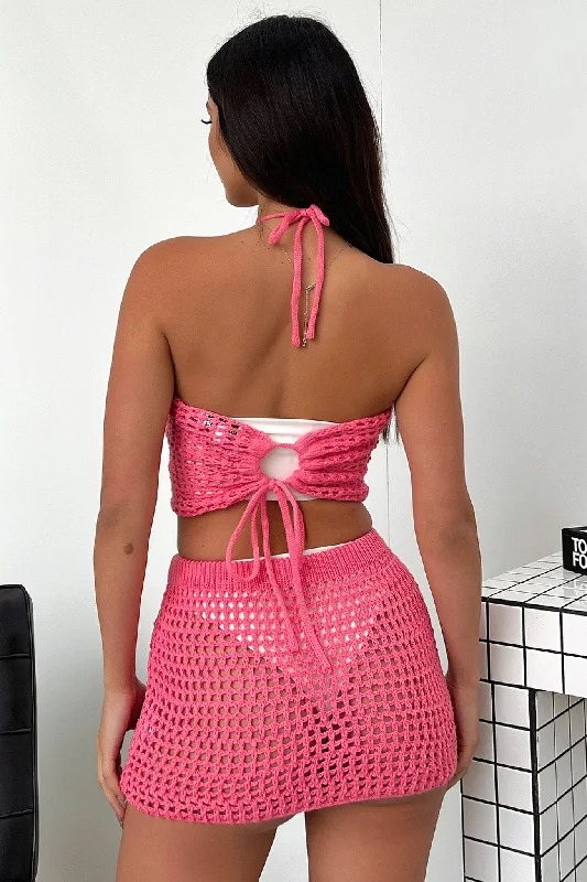 Talliyah Crop - Pink Crochet