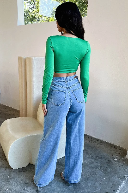 Victoria Long Sleeve Crop - Green