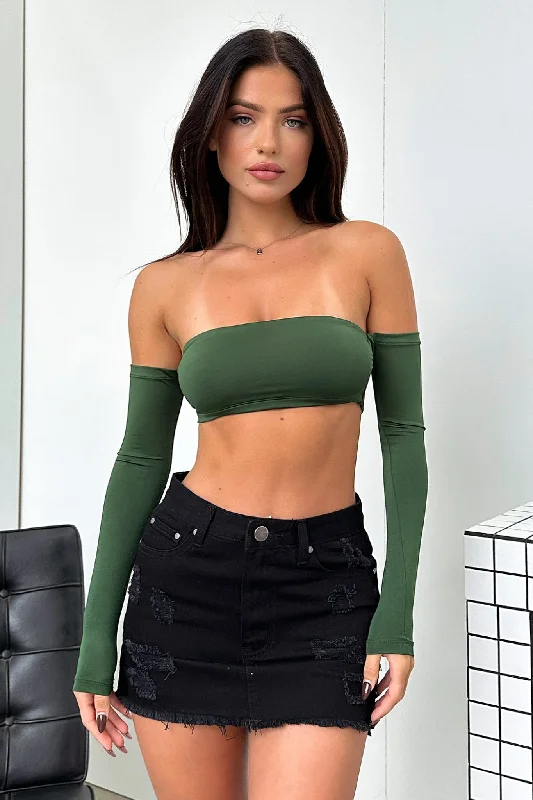 Victoria Off Shoulder Crop - Emerald