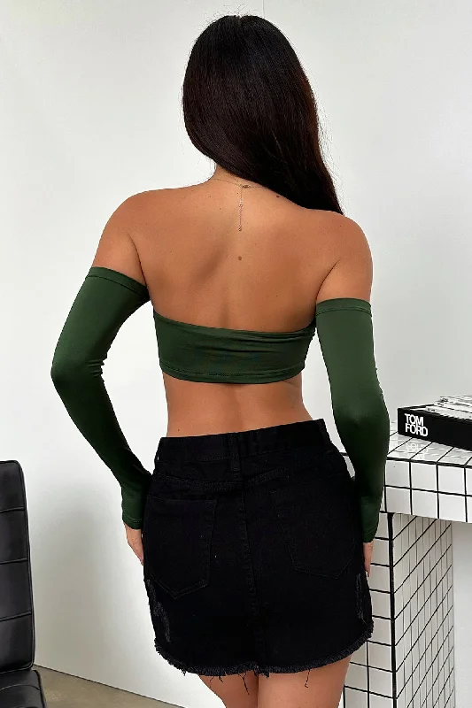 Victoria Off Shoulder Crop - Emerald