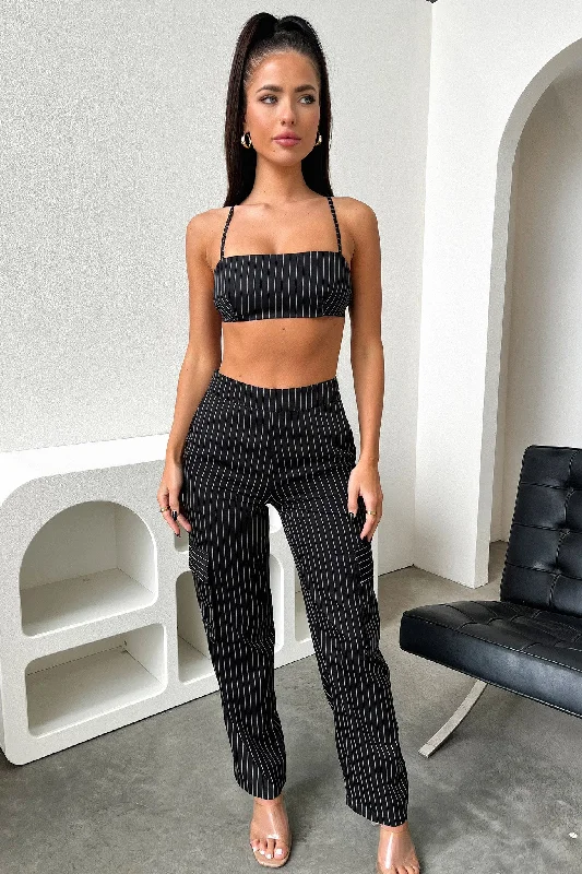 Xena Crop - Black Pinstripe