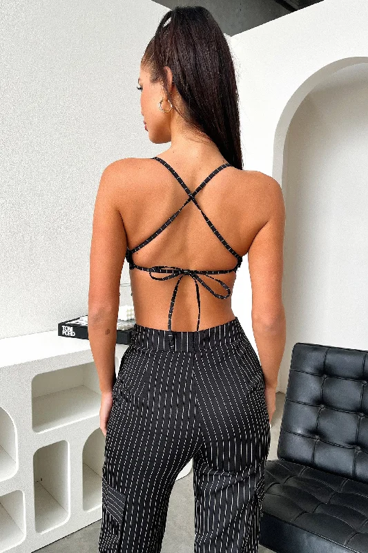 Xena Crop - Black Pinstripe