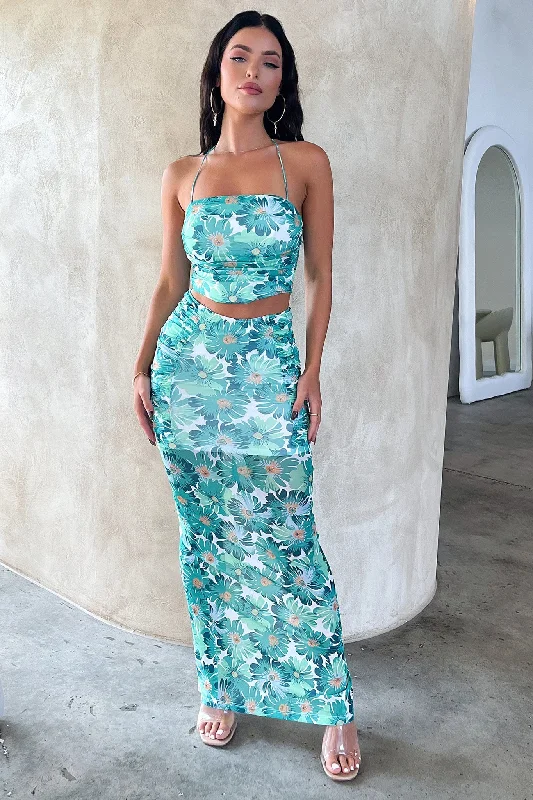 Zari Crop - Green Floral