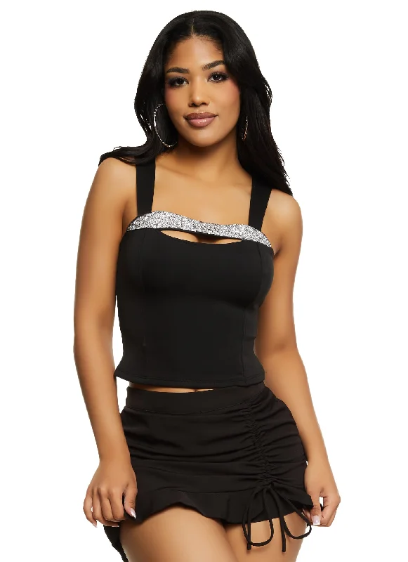 Embellished Trim Bustier Top