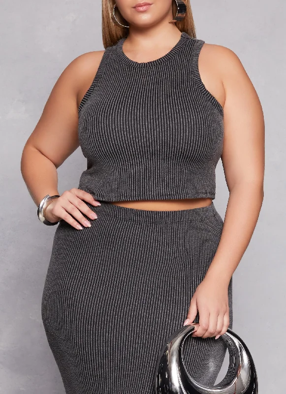 Plus Size Almost Famous Ribbed Tank Top