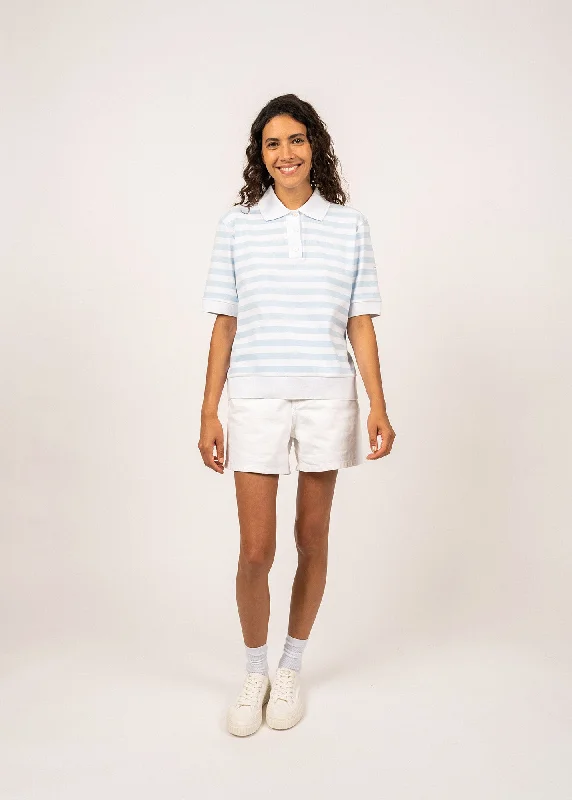 Carola striped polo shirt - in cotton (BLANC/CIEL)