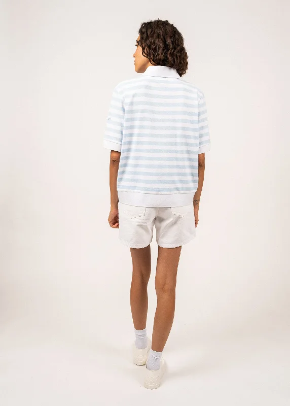 Carola striped polo shirt - in cotton (BLANC/CIEL)