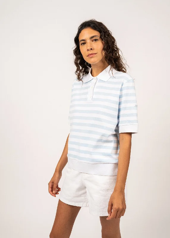 Carola striped polo shirt - in cotton (BLANC/CIEL)